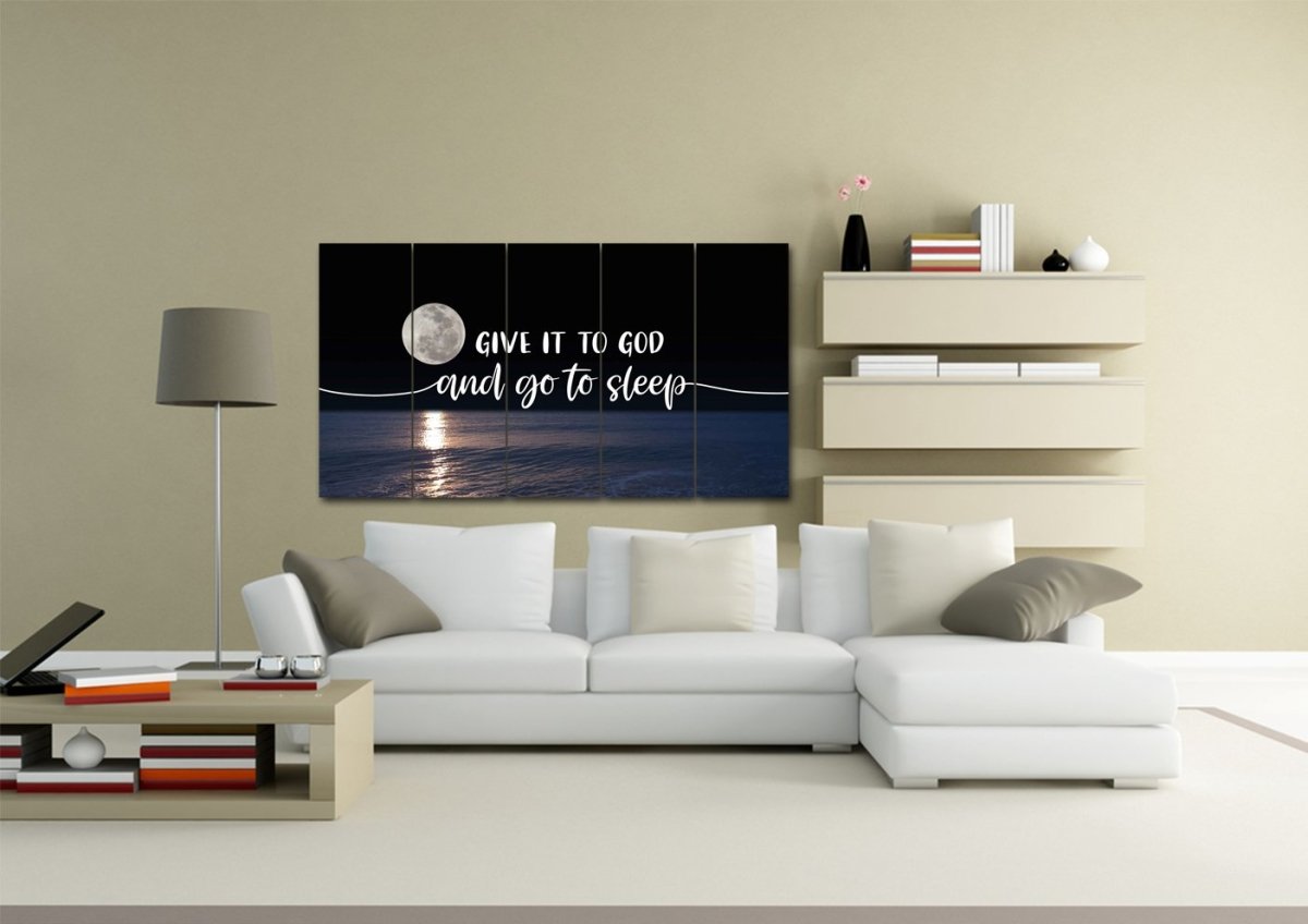 Quiet Sea Give It To God And Go To Sleep Sign, Wall Art & Decor - Christian Canvas Wall Art