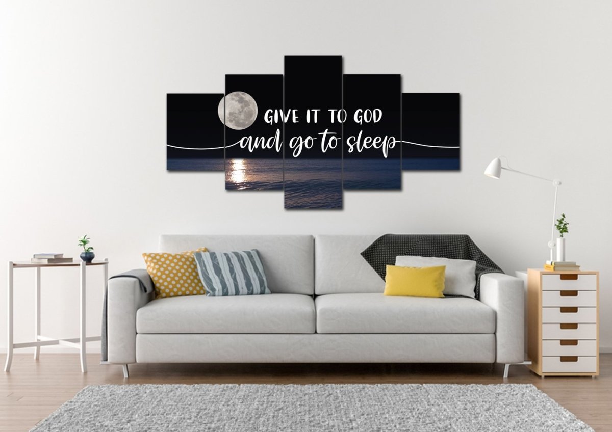 Quiet Sea Give It To God And Go To Sleep Sign, Wall Art & Decor - Christian Canvas Wall Art