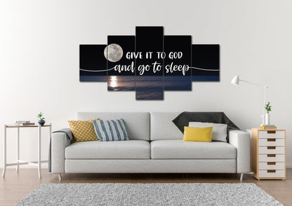 Quiet Sea Give It To God And Go To Sleep Sign, Wall Art & Decor - Christian Canvas Wall Art