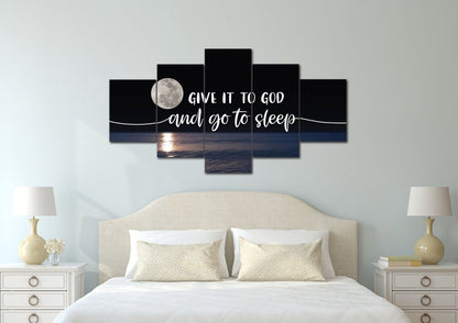 Quiet Sea Give It To God And Go To Sleep Sign, Wall Art & Decor - Christian Canvas Wall Art