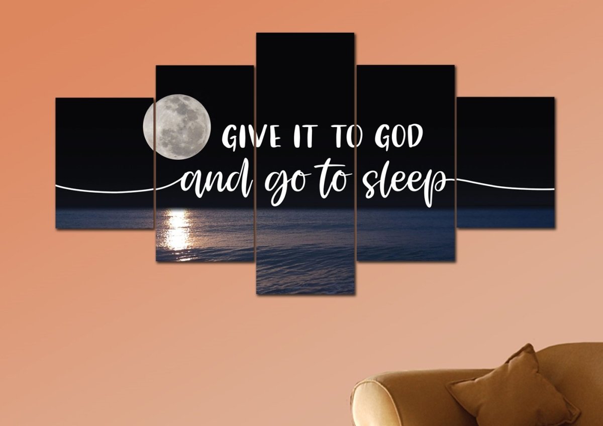 Quiet Sea Give It To God And Go To Sleep Sign, Wall Art & Decor - Christian Canvas Wall Art