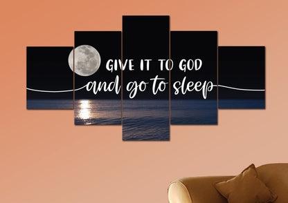 Quiet Sea Give It To God And Go To Sleep Sign, Wall Art & Decor - Christian Canvas Wall Art