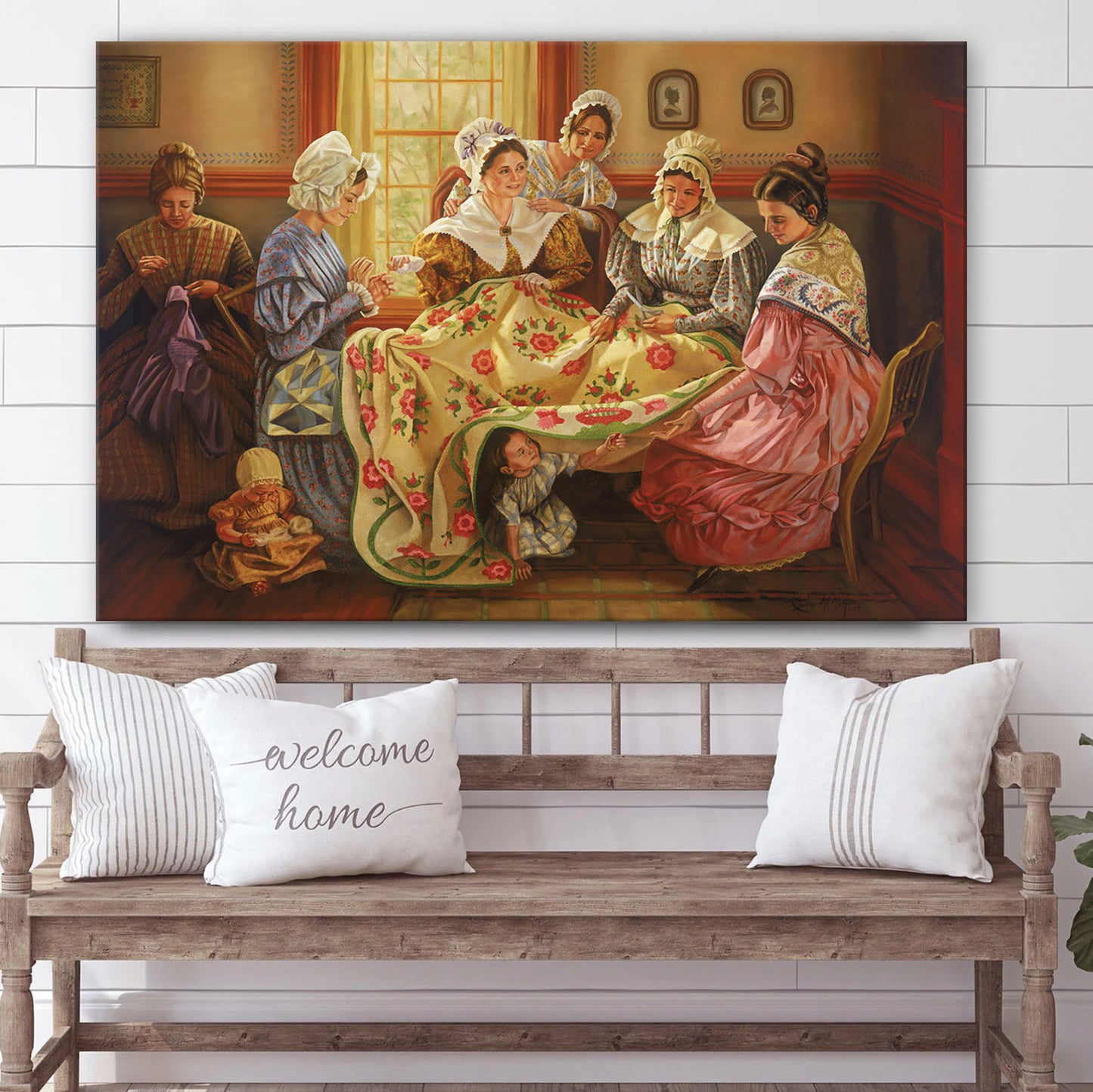 Quilting Bee Canvas Wall Art - Jesus Christ Picture - Canvas Christian Wall Art