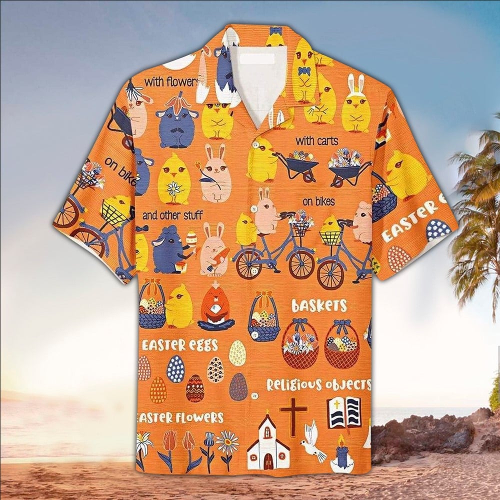 Rabbit Egg Cycling Hawaiian Shirt - Easter Hawaiian Shirts For Men & Women