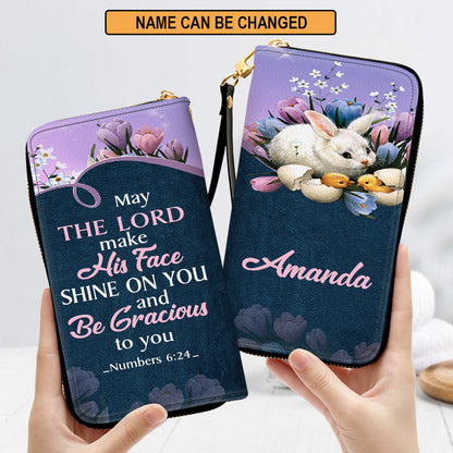 Rabbit May The Lord Make His Face Shine On You Clutch Purse For Women - Personalized Name - Christian Gifts For Women