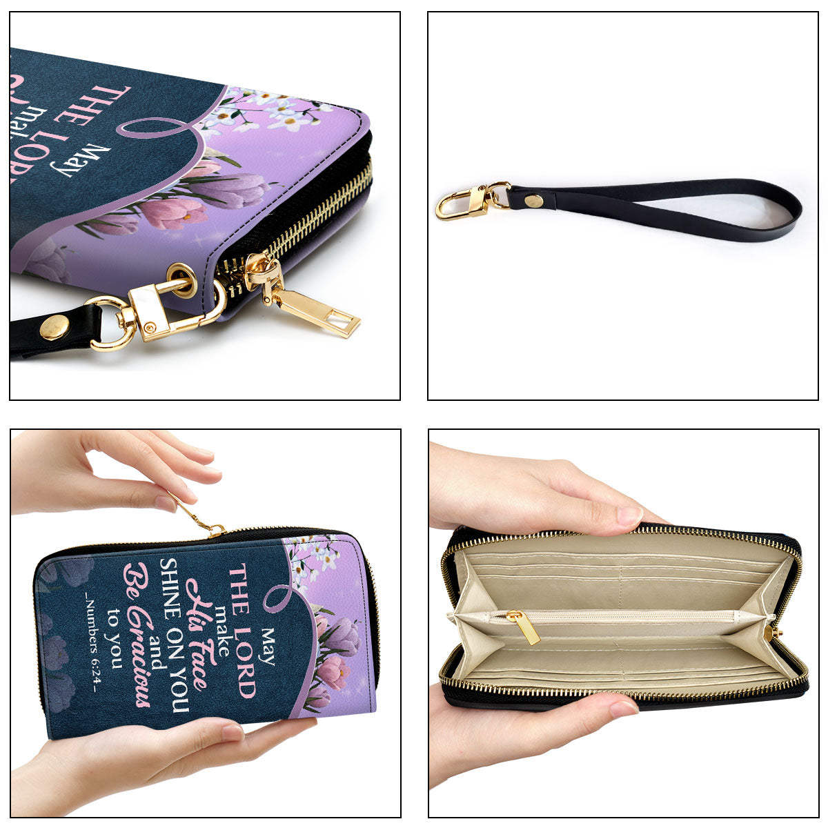 Rabbit May The Lord Make His Face Shine On You Clutch Purse For Women - Personalized Name - Christian Gifts For Women