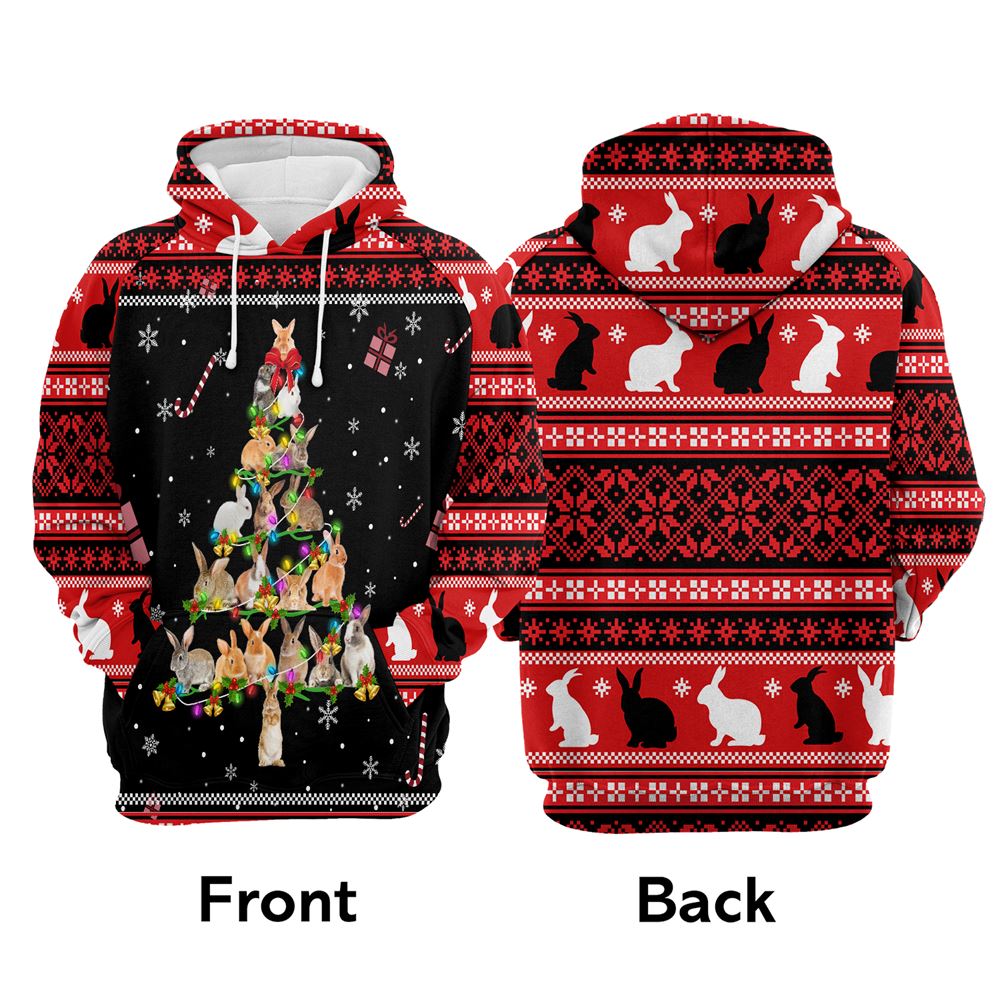 Rabbit Pine Christmas All Over Print 3D Hoodie For Men And Women, Best Gift For Dog lovers, Best Outfit Christmas