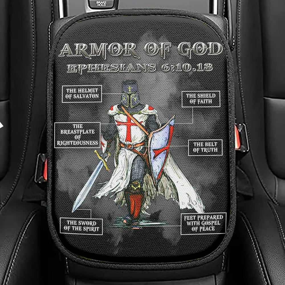 Radiance Jesus And Snow Cardinal Seat Box Cover, Jesus Christ Car Center Console Cover, Christian Car Interior Accessories