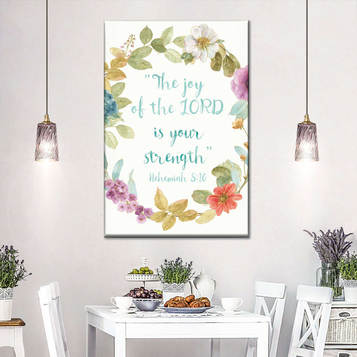 Rainbow Seeds Proverb The Joy Of The Lord Is Your Strength Wall Art Canvas - Canvas Religious Wall Art - Christian Wall Decor Living Room