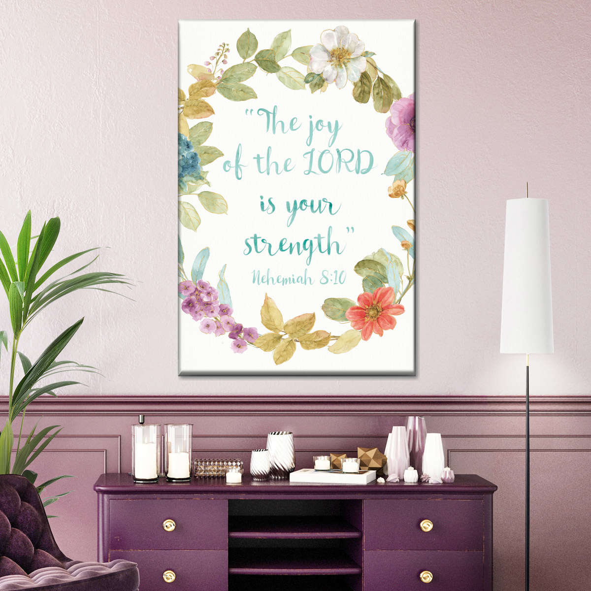 Rainbow Seeds Proverb The Joy Of The Lord Is Your Strength Wall Art Canvas - Canvas Religious Wall Art - Christian Wall Decor Living Room