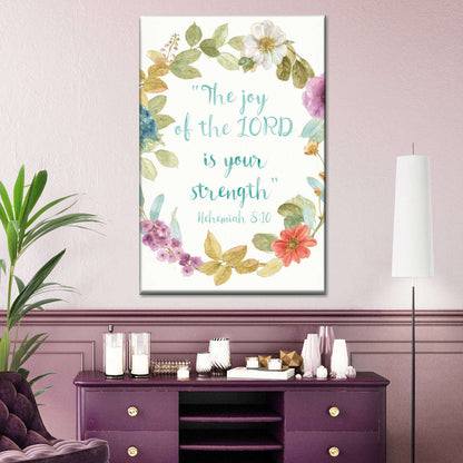 Rainbow Seeds Proverb The Joy Of The Lord Is Your Strength Wall Art Canvas - Canvas Religious Wall Art - Christian Wall Decor Living Room