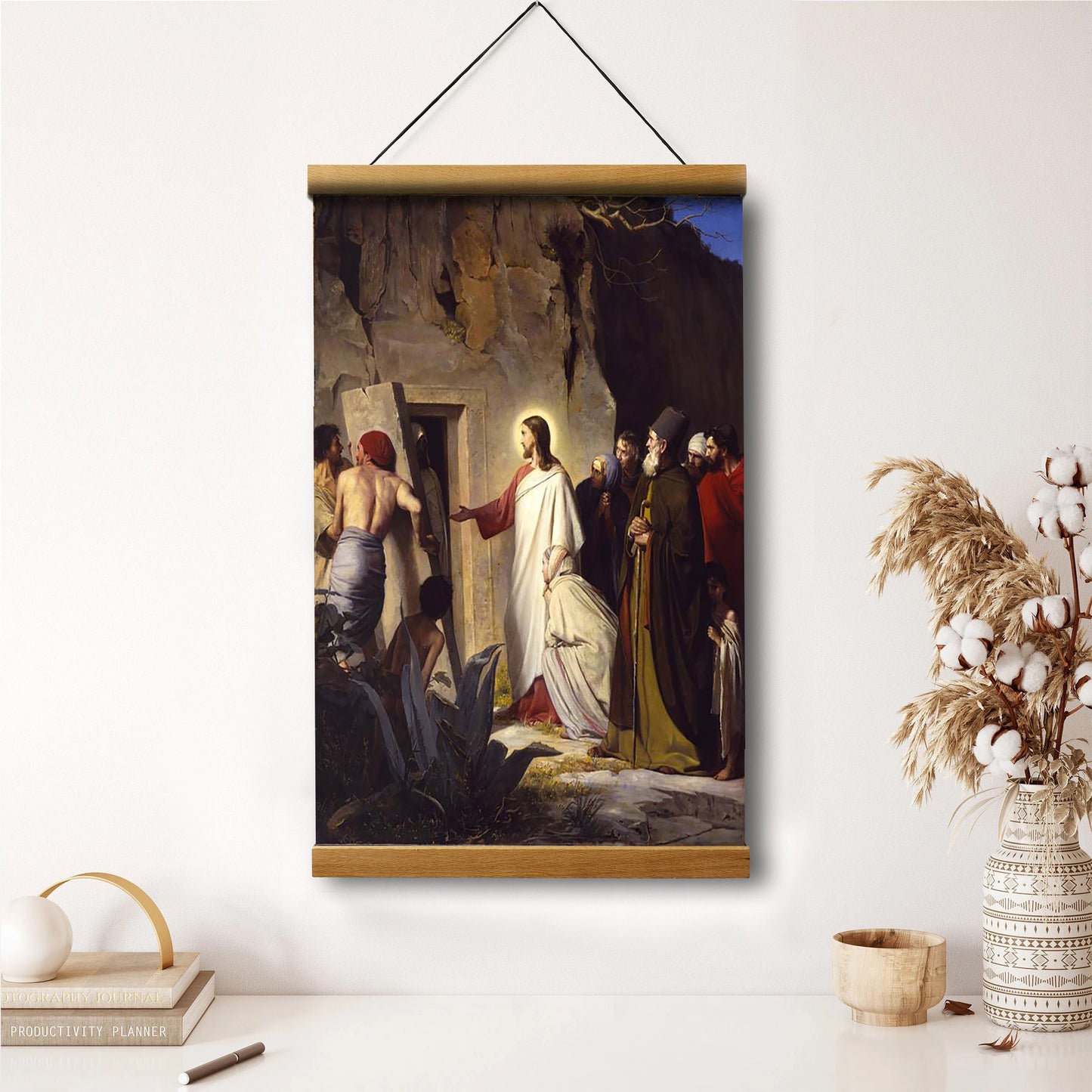 Raising Lazurus From The Dead Hanging Canvas Wall Art - Christan Wall Decor - Religious Canvas