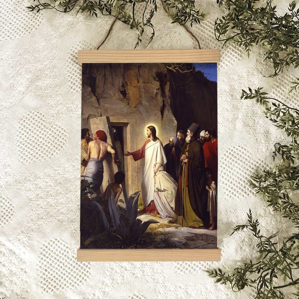 Raising Lazurus From The Dead Hanging Canvas Wall Art - Christan Wall Decor - Religious Canvas