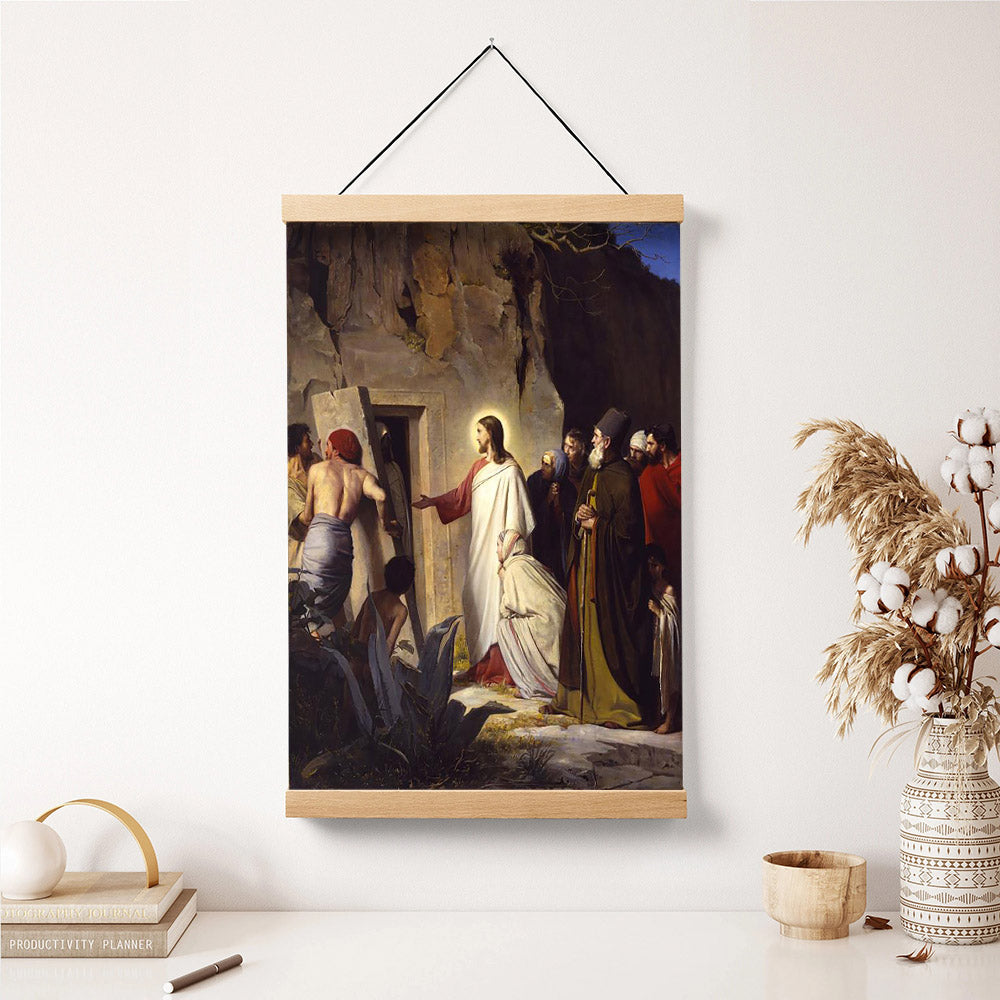Raising Lazurus From The Dead Hanging Canvas Wall Art - Christan Wall Decor - Religious Canvas