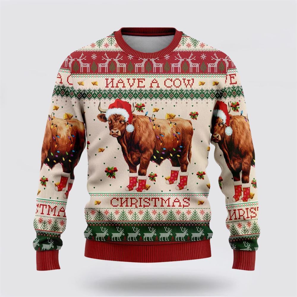 Red Angus Cows Funny Ugly Christmas Sweater, Farm Sweater, Christmas Gift, Best Winter Outfit Christmas