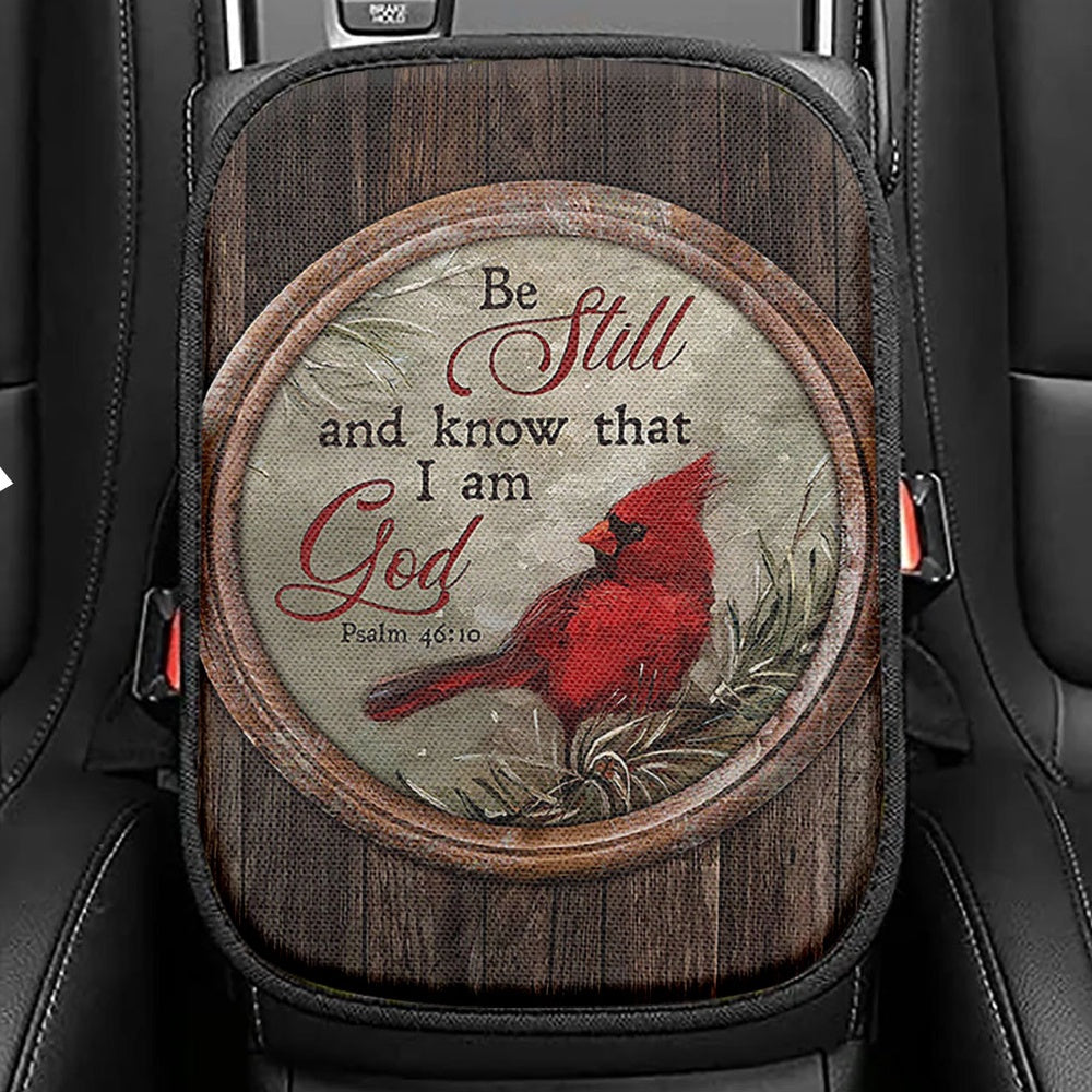 Red Head Women And Jesus In A Beautiful Forest Seat Box Cover, Christian Car Center Console Cover, Religious Car Interior Accessories