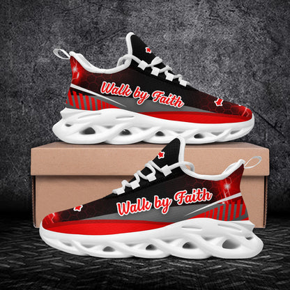 Red Jesus Walk By Faith Yezy Running Sneakers 3 Max Soul Shoes - Christian Shoes For Men And Women