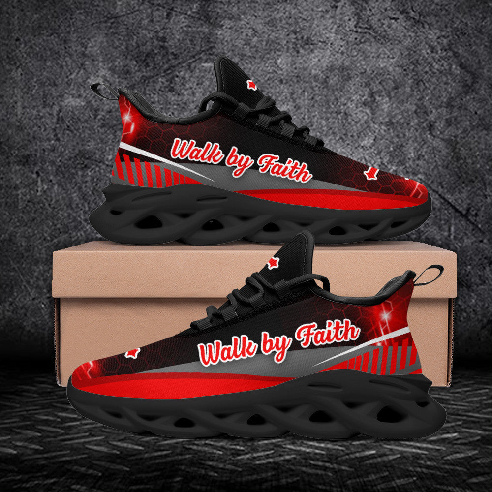 Red Jesus Walk By Faith Yezy Running Sneakers 3 Max Soul Shoes - Christian Shoes For Men And Women