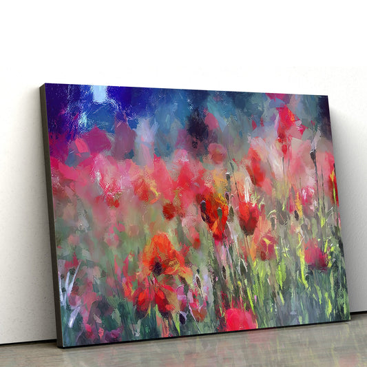 Red Poppies Field Painting Wall Art Canvas - Canvas Wall Decor - Home Decor Living Room