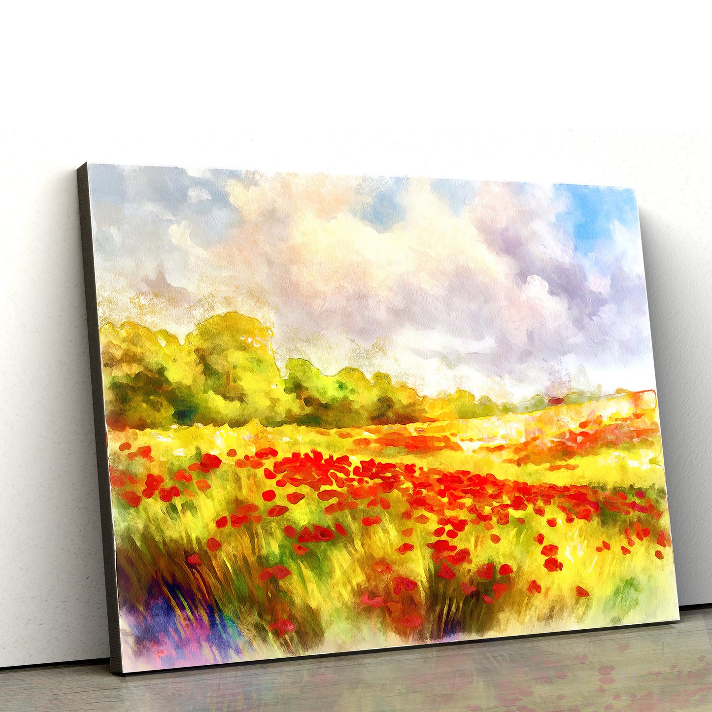 Red Poppies Field Painting Wall Art Decor - Canvas Wall Decor - Home Decor Living Room