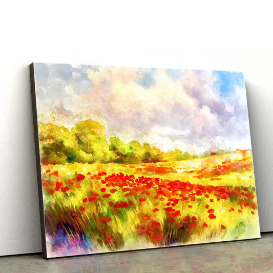 Red Poppies Field Painting Wall Art Decor - Canvas Wall Decor - Home Decor Living Room