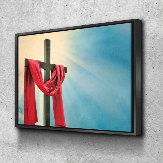 Red Robe Around Cross Canvas - Christian Canvas Wall Art