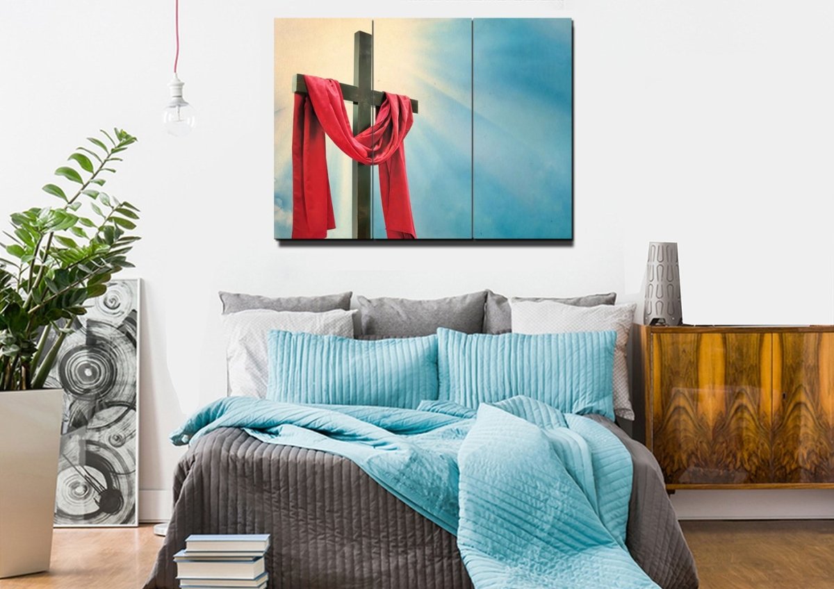 Red Robe Around Cross Canvas - Christian Canvas Wall Art