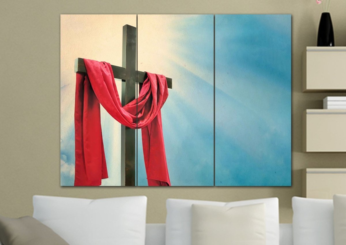 Red Robe Around Cross Canvas - Christian Canvas Wall Art
