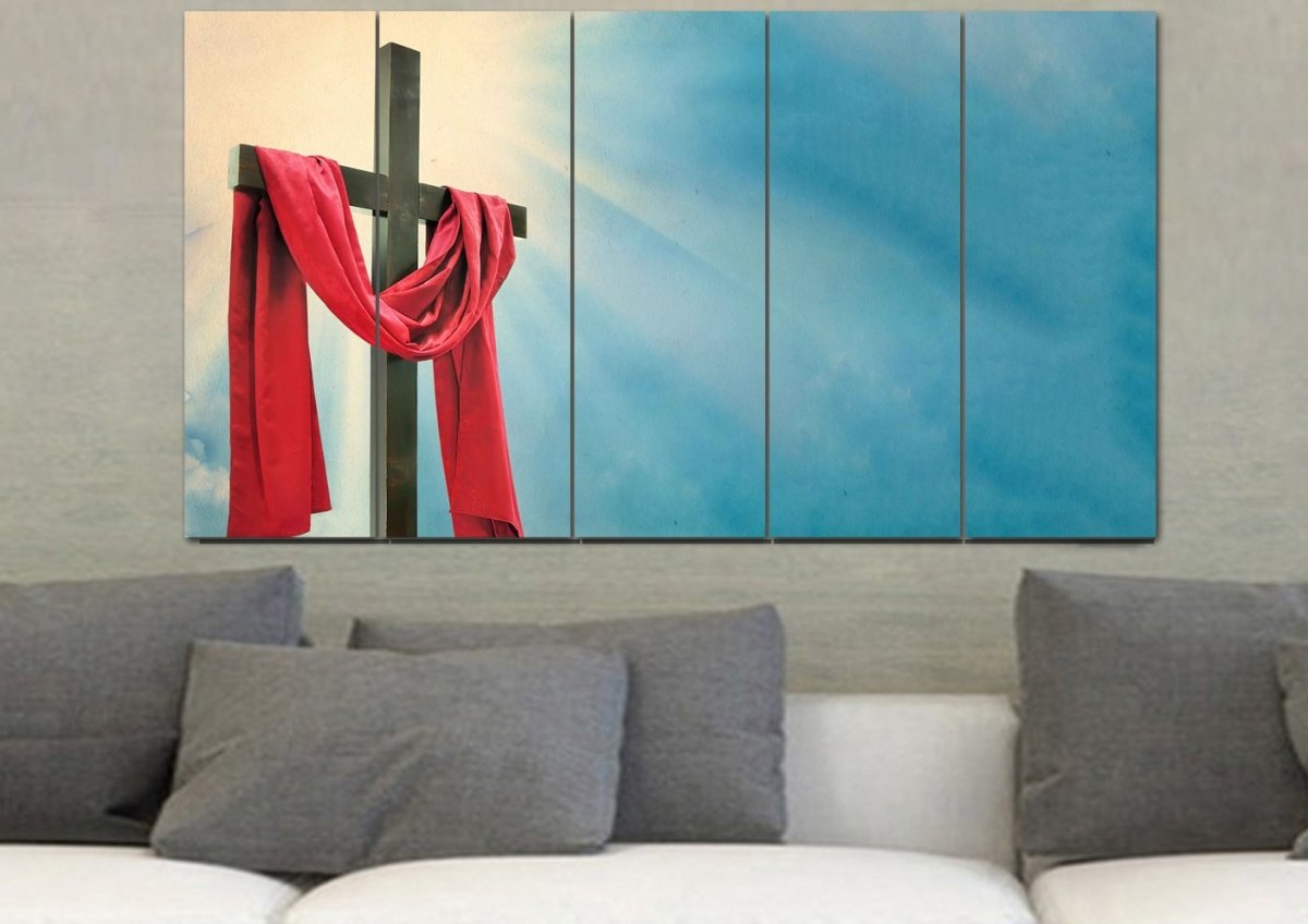 Red Robe Around Cross Canvas - Christian Canvas Wall Art