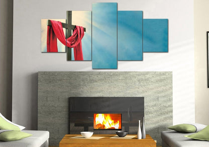 Red Robe Around Cross Canvas - Christian Canvas Wall Art