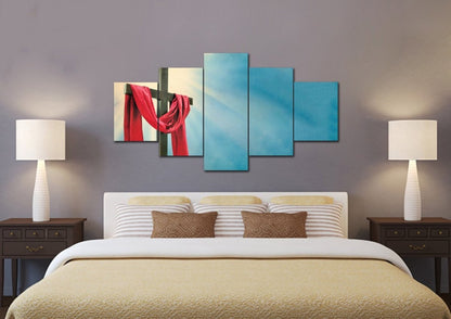Red Robe Around Cross Canvas - Christian Canvas Wall Art