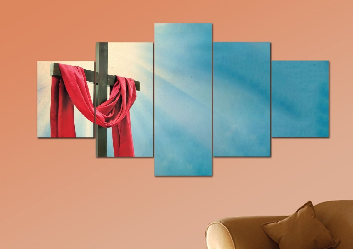 Red Robe Around Cross Canvas - Christian Canvas Wall Art