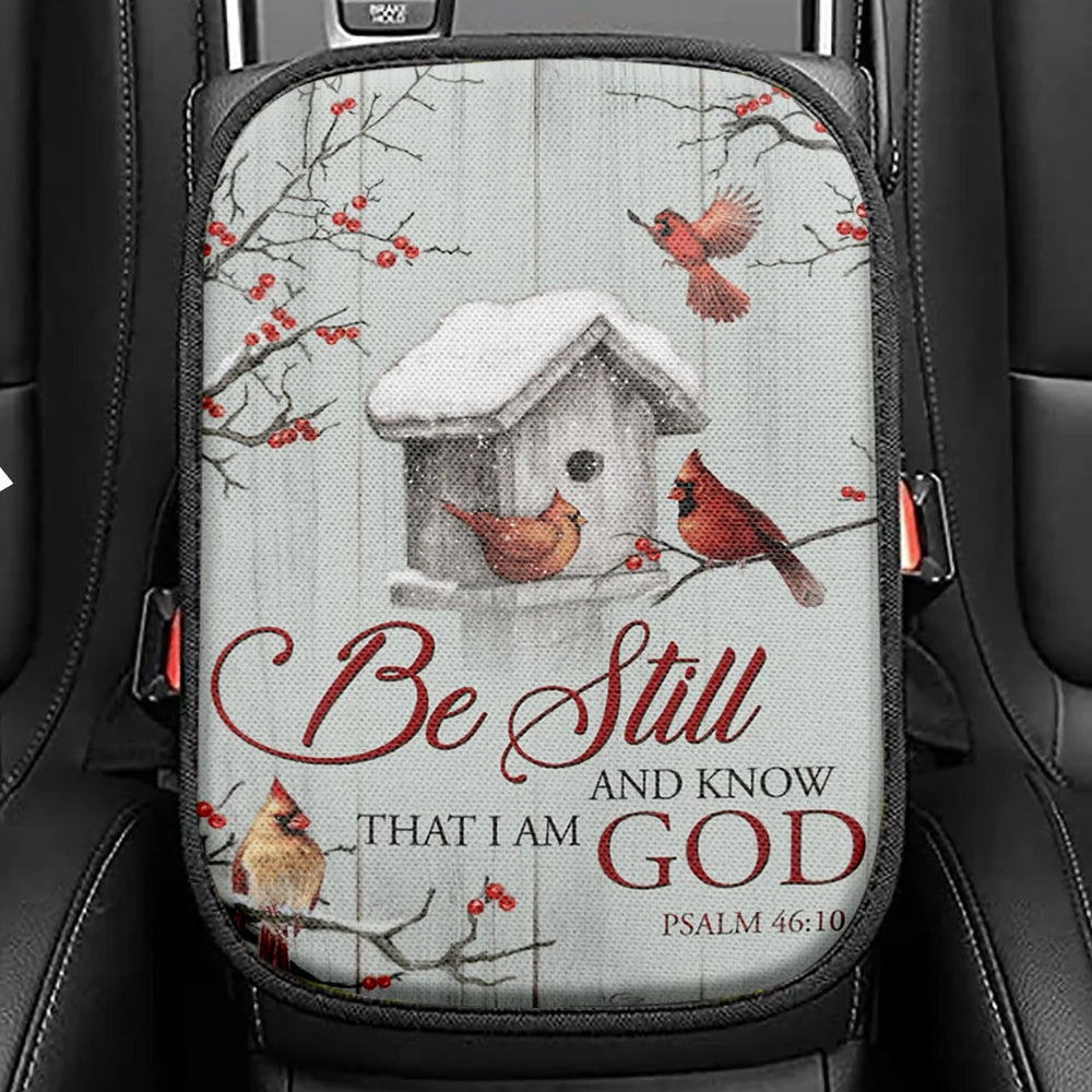 Red Rose Just Breathe Seat Box Cover, Christian Car Center Console Cover, Religious Car Interior Accessories