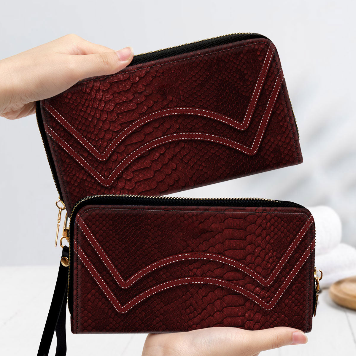 Red Snake Skin Clutch Purse For Women - Personalized Name - Christian Gifts For Women
