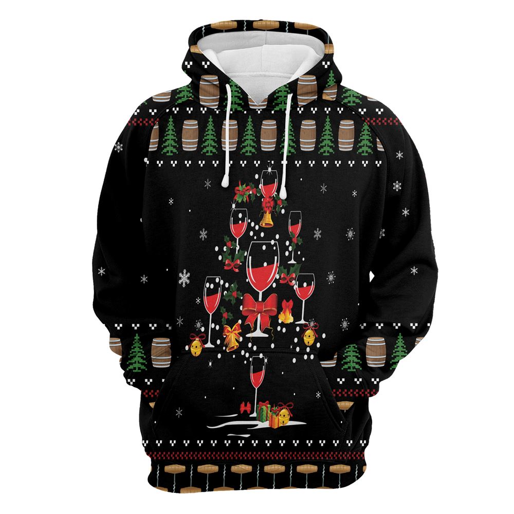 Red Wine Christmas All Over Print 3D Hoodie For Men And Women, Best Gift For Dog lovers, Best Outfit Christmas
