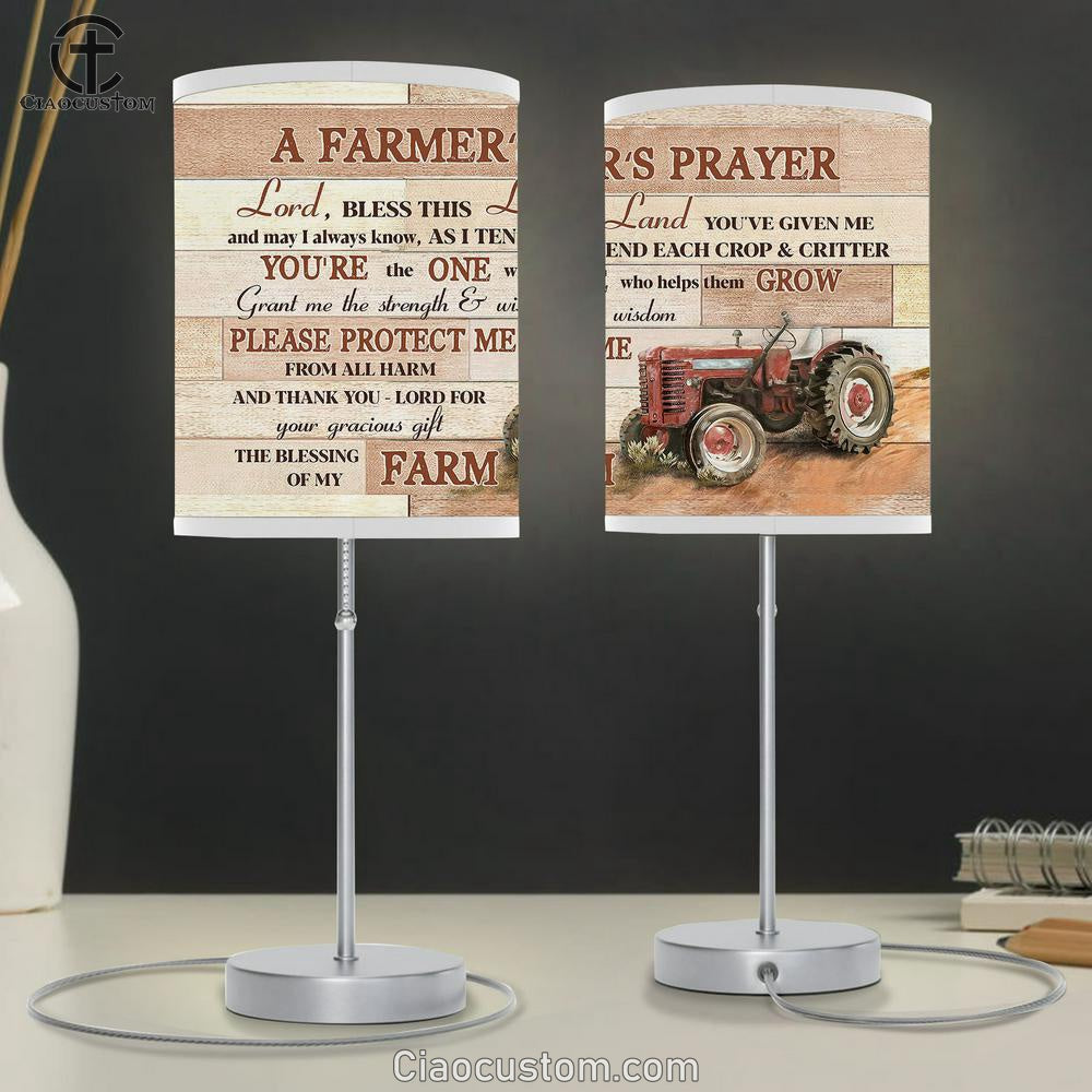 Red truck A farmer's prayer Table Lamp For Bedroom - Bible Verse Table Lamp - Religious Room Decor