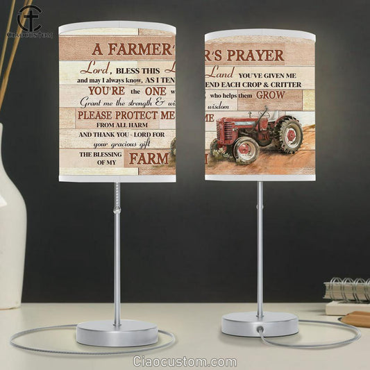 Red truck A farmer's prayer Table Lamp For Bedroom - Bible Verse Table Lamp - Religious Room Decor