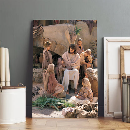 Reenactment Of Jesus With Children Canvas Pictures - Religious Canvas Wall Art - Christian Paintings For Home