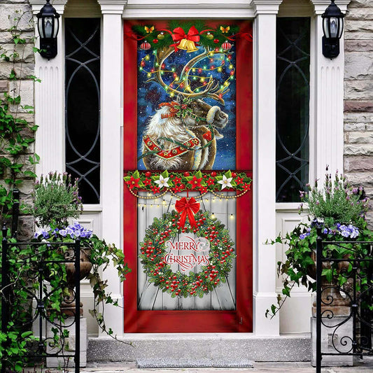 Reindeer Christmas Door Cover - Christmas Outdoor Decoration