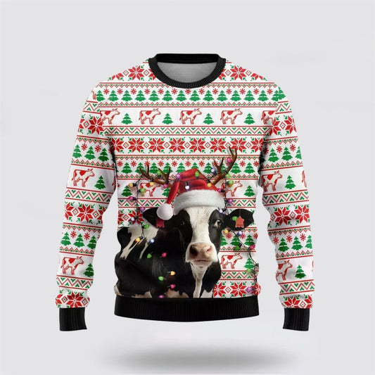 Reindeer Dairy Cow Ugly Christmas Sweater, Farm Sweater, Christmas Gift, Best Winter Outfit Christmas
