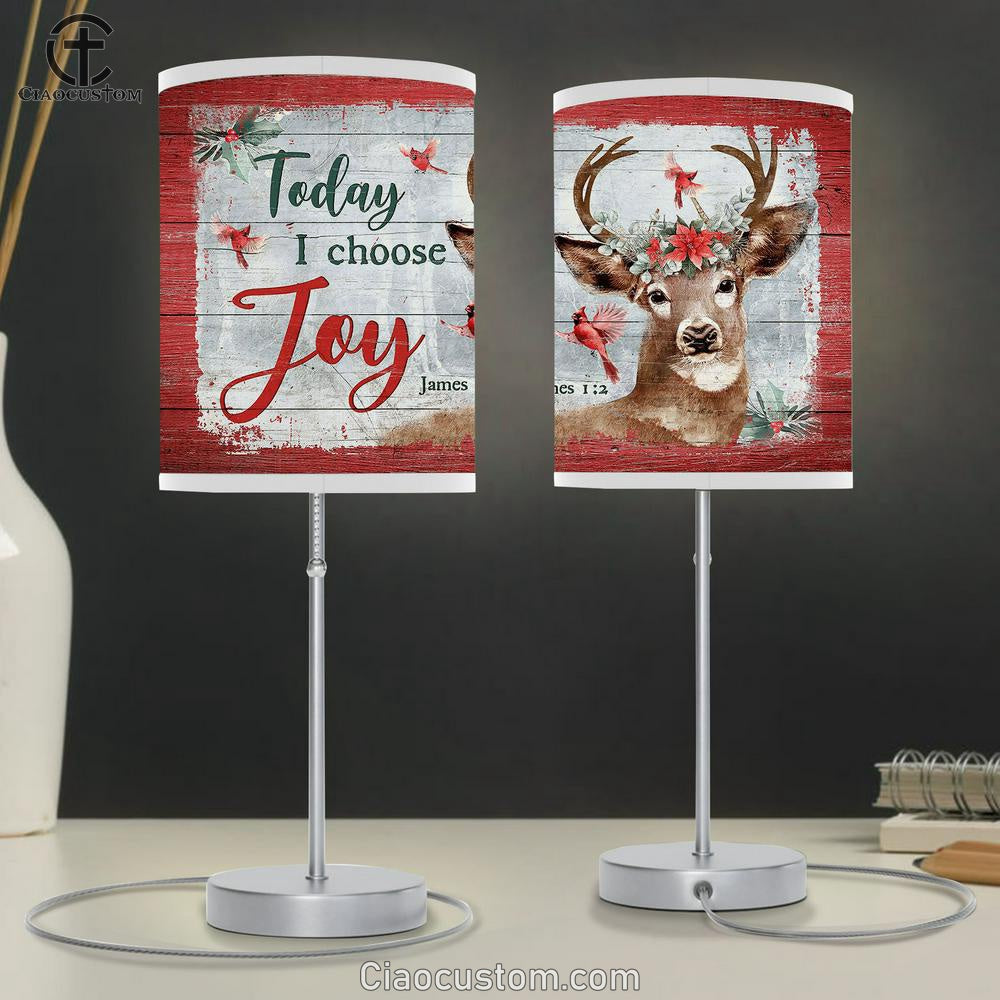 Reindeer Today I Choose Joy Table Lamp For Bedroom - Bible Verse Table Lamp - Religious Room Decor