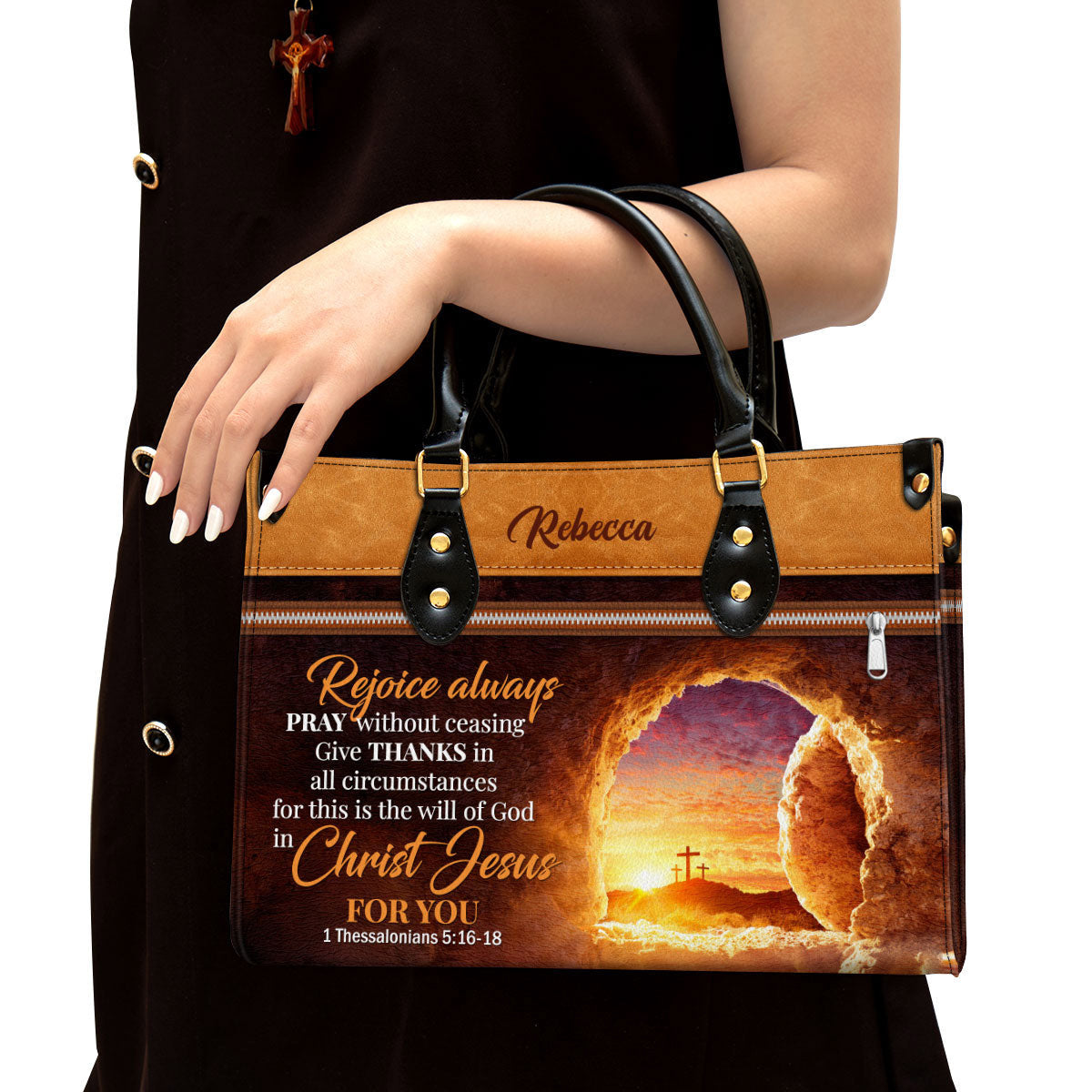 Rejoice Always Pray Without Ceasing Personalized Leather Bag - Women Pu Leather Bag - Christian Gifts For Women