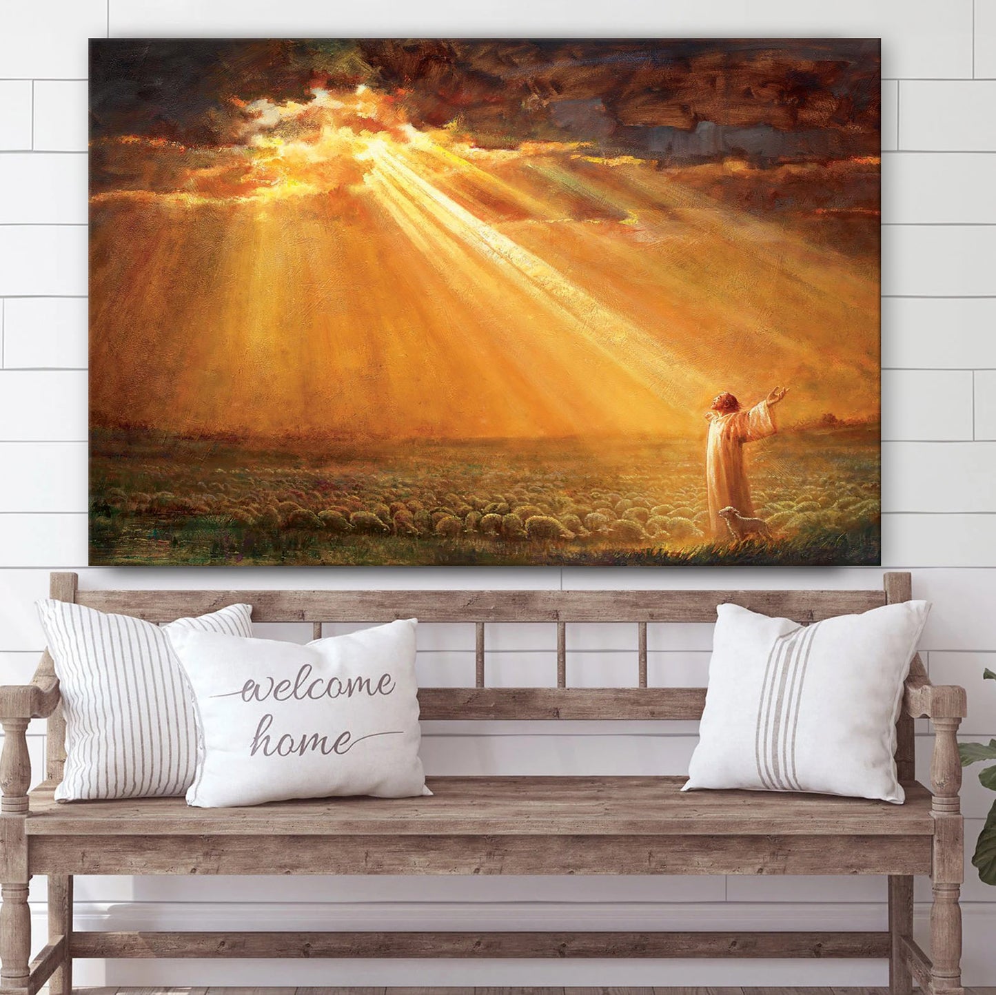 Rejoice In His Light Canvas Wall Art - Jesus Picture - Christian Wall Decor