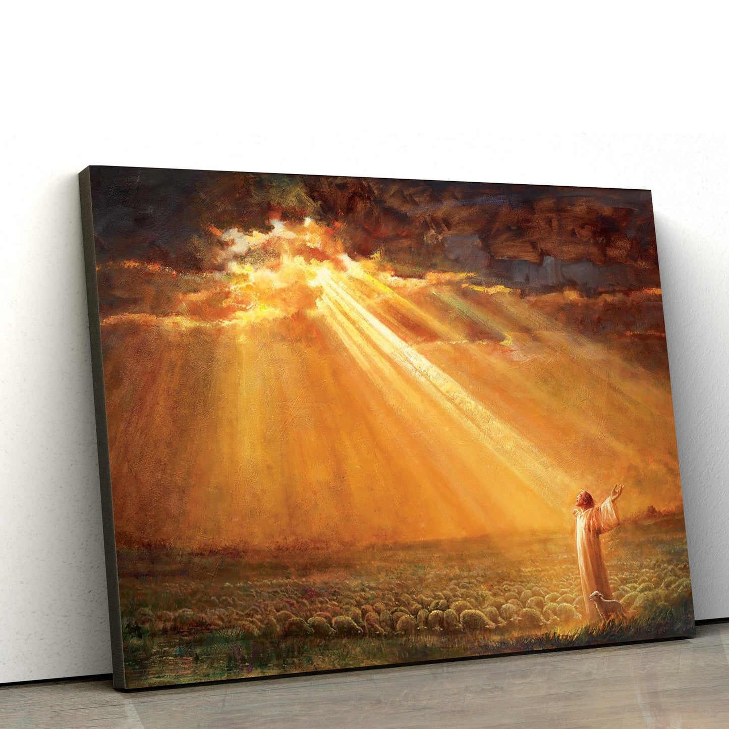 Rejoice In His Light Canvas Wall Art - Jesus Picture - Christian Wall Decor