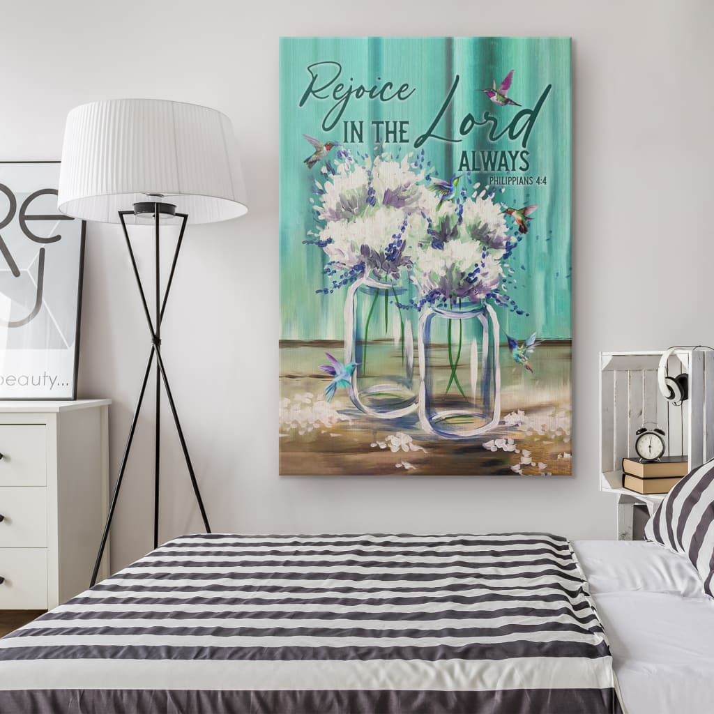 Rejoice In The Lord Always Philippians 44 Canvas Canvas Wall Art - Christian Canvas Prints - Bible Verse Canvas