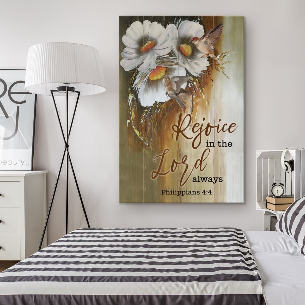 Rejoice In The Lord Always Philippians 44 Canvas Wall Art - Christian Canvas Prints - Bible Verse Canvas