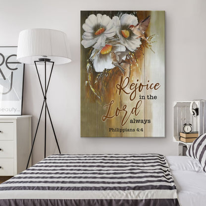 Rejoice In The Lord Always Philippians 44 Canvas Wall Art - Christian Canvas Prints - Bible Verse Canvas
