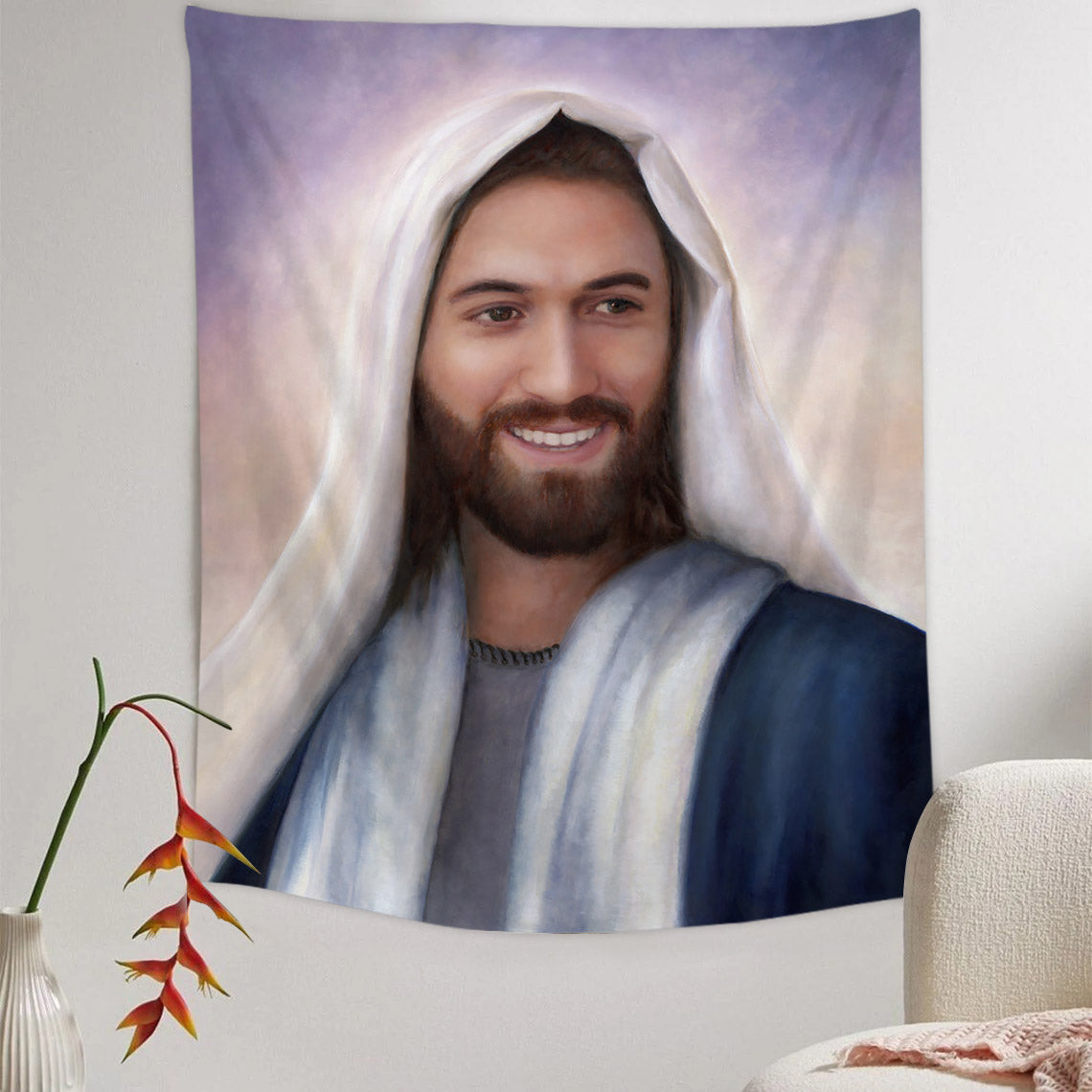 Rejoice Tapestry - Jesus Picture - Religious Tapestry - Christian Tapestry Wall Hangings