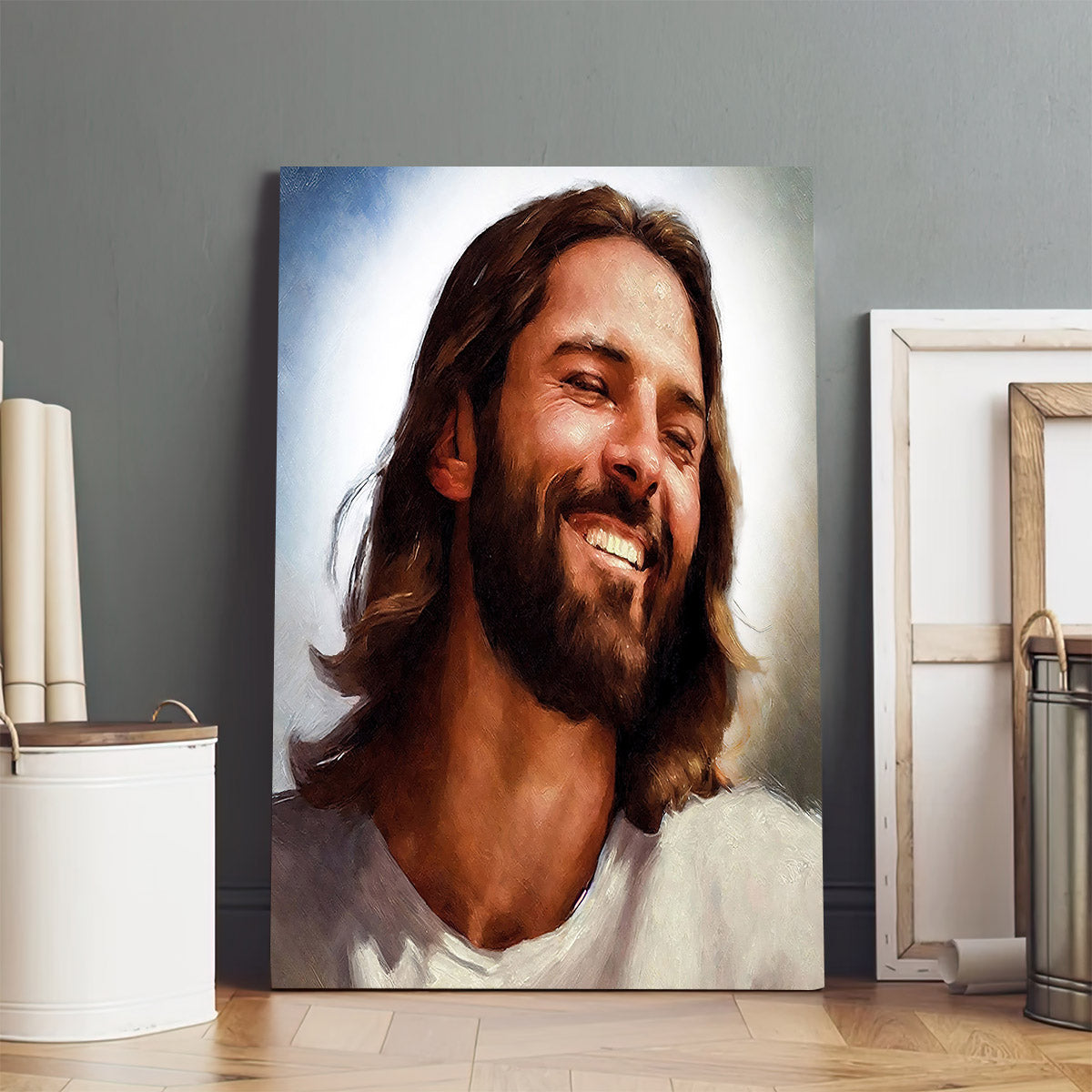 Religious Art Christ Portrait Smiling Christ - Canvas Pictures - Jesus Canvas Art - Christian Wall Art