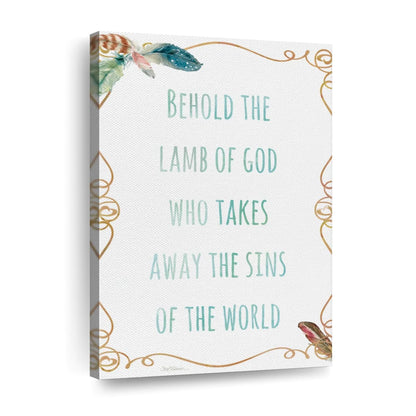 Religious Feather Behold The Lamb Of God Bible Verse Wall Art Canvas - Canvas Religious Wall Art - Christian Wall Decor Living Room